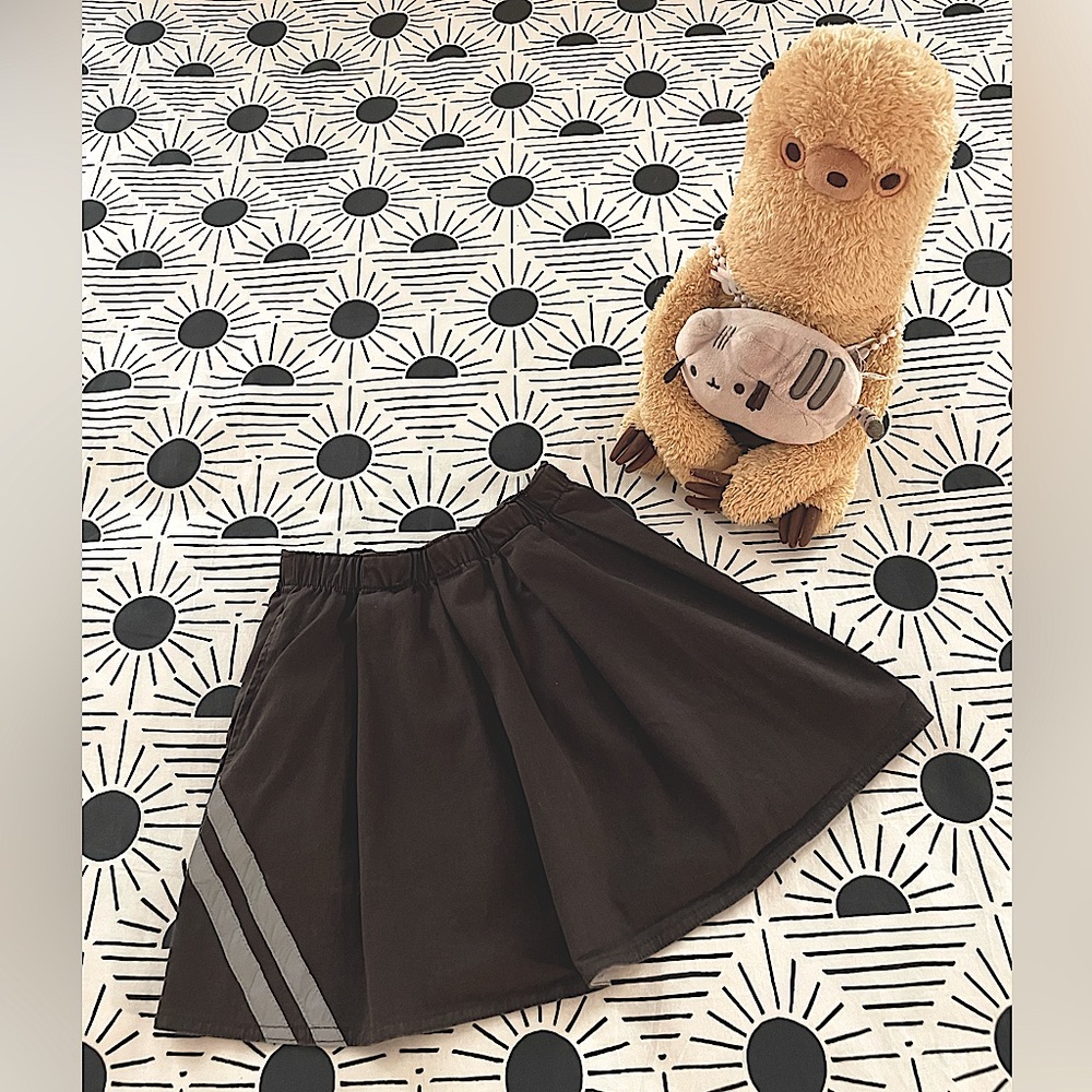 Cool Girl Black Denim w/Racing Stripes Mini Skirt (Sz 5-6)